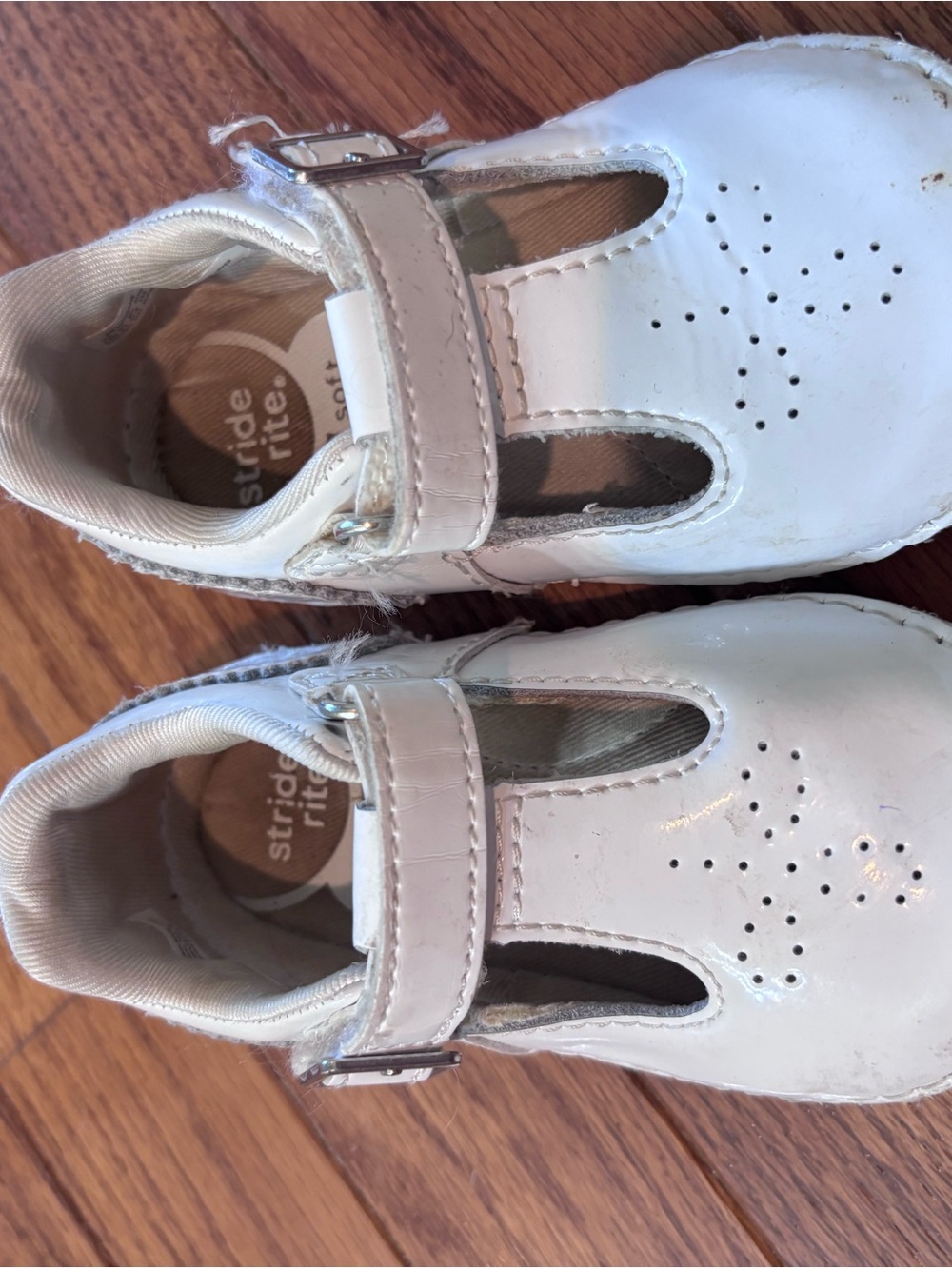 Stride Rite White Patent Mary Jane T-Strap Toddler Shoes
